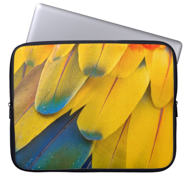 YELLOW BLUE AND RED BIRDS OF PARADISE FLOWER LAPTOP SLEEVE (Front)