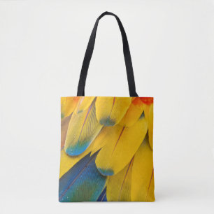 Yellow blue and red birds of paradise flower tote bag
