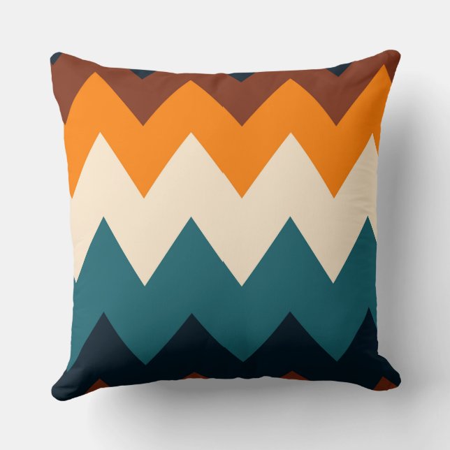 Yellow, blue and Turquoise Chevron Pattern Cushion (Back)