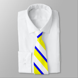 Yellow Blue and White Collegiate Stripe Tie
