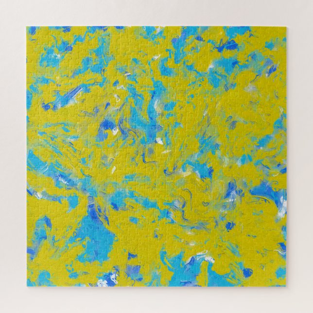 Yellow, Blue and White Swirls  Jigsaw Puzzle (Vertical)