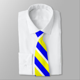 Yellow Blue and White University Stripe Tie