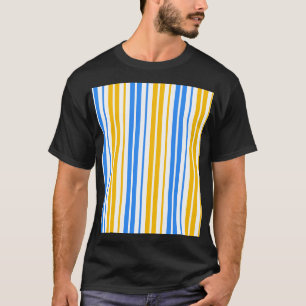 Yellow Blue and White Vertical Stripes Pattern  T-Shirt