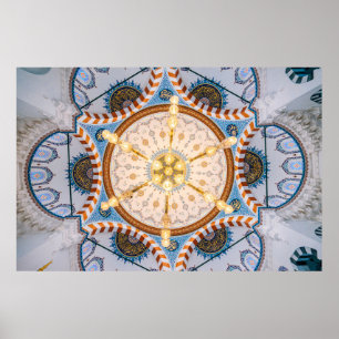 Yellow, blue, and yellow ceiling design poster