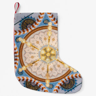 Yellow, blue, and yellow ceiling design small christmas stocking
