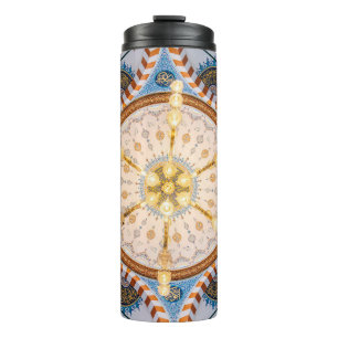 Yellow, blue, and yellow ceiling design thermal tumbler