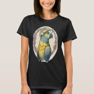 Yellow Blue Ara Macaw Flower Crown Parrot Parakeet T-Shirt