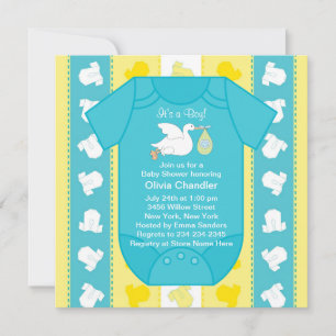 Yellow Blue Baby Boy Shower Invitations