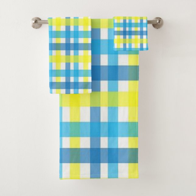 Yellow Blue Bathroom Towel Sets (Insitu)