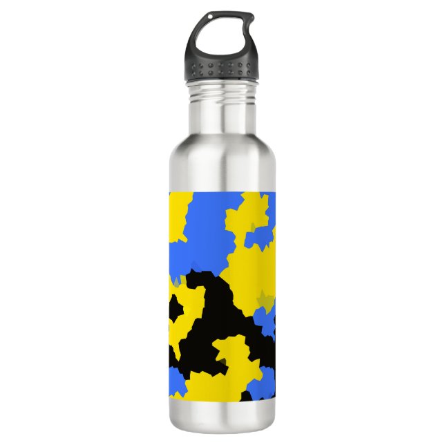 Yellow Blue Black Abstract Design 710 Ml Water Bottle (Front)