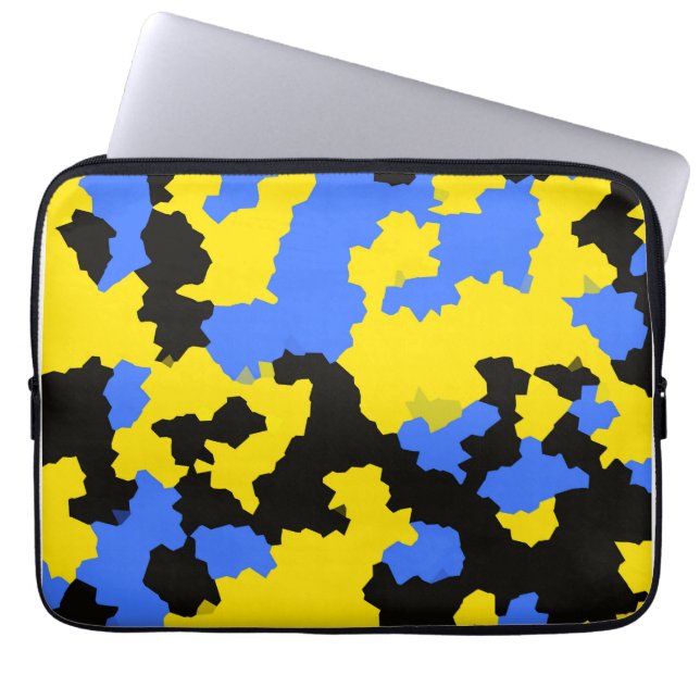Yellow Blue Black Abstract Design Laptop Sleeve (Front)