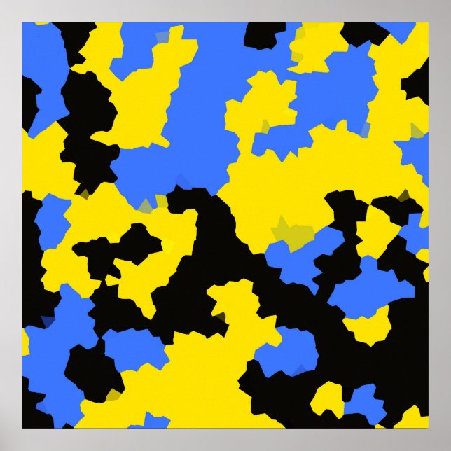 Yellow Blue Black Abstract Design Poster (Front)
