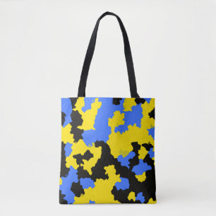 Yellow Blue Black Abstract Design Tote Bag