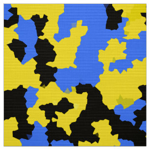 Yellow Blue Black Abstract Pattern Fabric