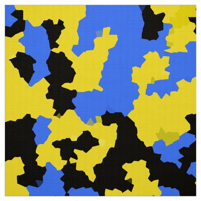 Yellow Blue Black Abstract Pattern Fabric (Swatch)