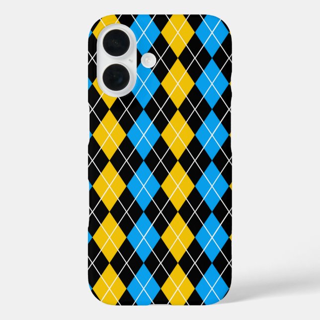 Yellow Blue Black Argyle Diamond Design  Case-Mate iPhone Case (Back)