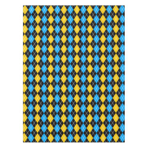 Yellow Blue Black Argyle Diamond Design Tablecloth