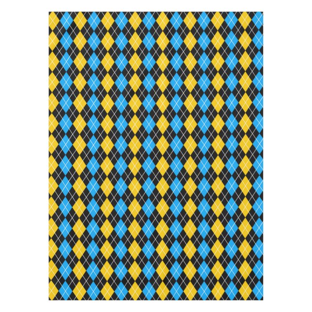 Yellow Blue Black Argyle Diamond Design  Tablecloth (Front)