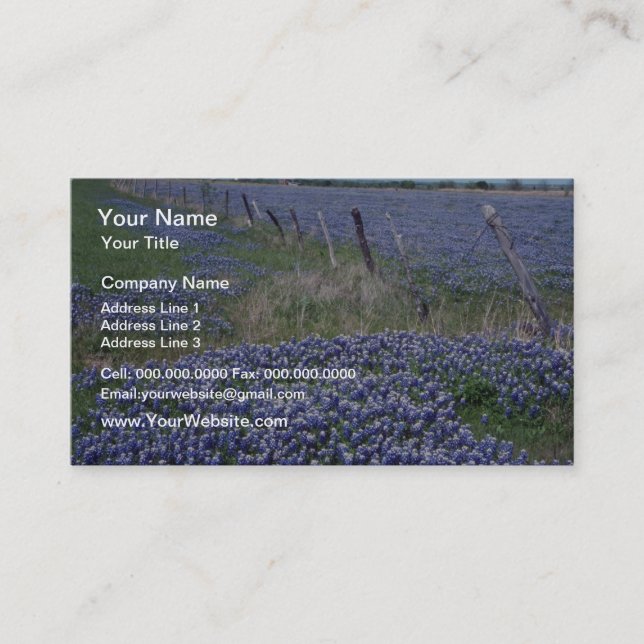 Yellow Blue bonnets flowers Business Card (Front)