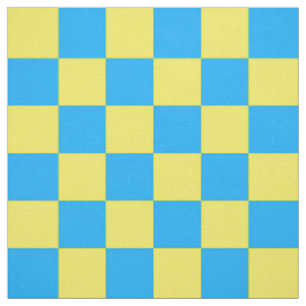Yellow Blue Chequered Check Pattern Fabric