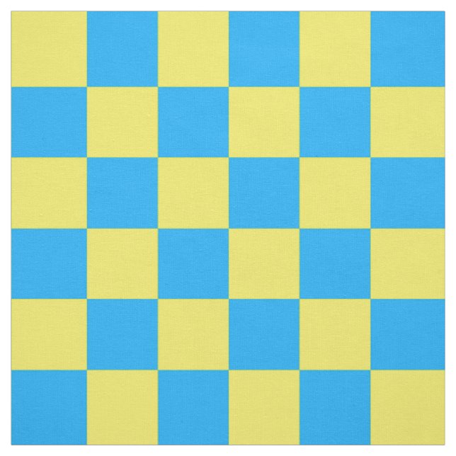 Yellow Blue Chequered Check Pattern Fabric (Swatch)
