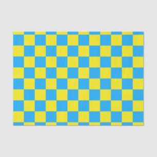 Yellow Blue Chequered Check Pattern Tissue Paper
