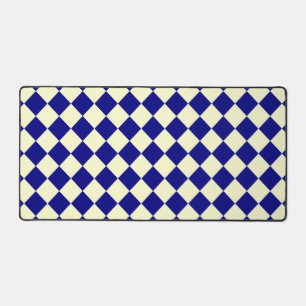 Yellow Blue Chequered Diamond Pattern  Desk Mat