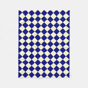 Yellow Blue Chequered Diamond Pattern Fleece Blank Blanket