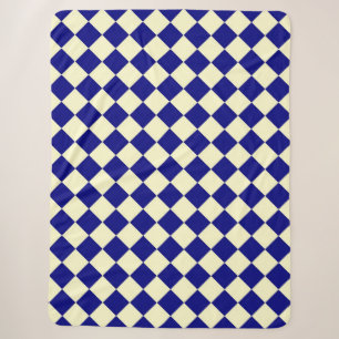 Yellow Blue Chequered Diamond Pattern Sherpa Blanket