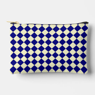 Yellow Blue Chequered Diamond Pattern Small Accessory Pouch