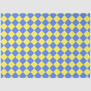 Yellow Blue Chequered Diamond Pattern Tissue Paper