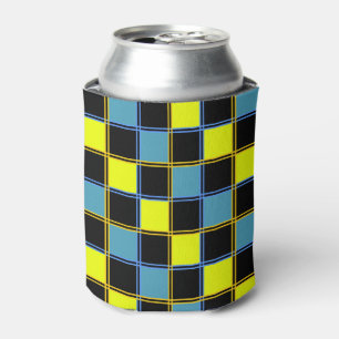 Yellow blue chequered geometric pattern can cooler