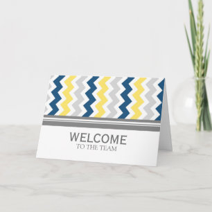 Yellow Blue Chevron Employee Welcome to the Team Card