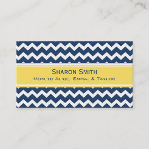 Yellow Blue Chevron Retro Mum Calling Cards
