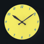 Yellow Blue Classy Elegant Custom Colour Cute Gift Round Clock<br><div class="desc">Printed in classy yellow and blue custom colour background! You may change colours as you wish!</div>