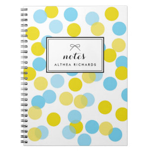 Yellow & Blue Confetti Dots Pattern Personalised Notebook