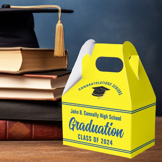 Yellow Blue Congratulations 2025 Graduation Party Favour Box (Creator Uploaded)