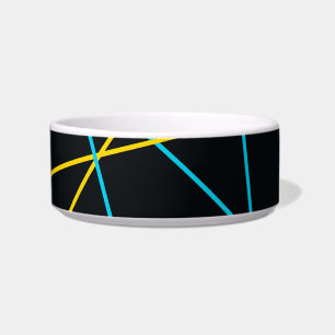 Yellow, Blue, cool, trendy, urban, modern lines Bowl