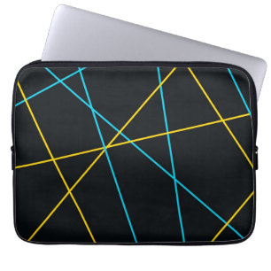 Yellow, Blue, cool, trendy, urban, modern lines Laptop Sleeve