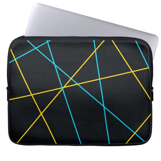 Yellow, Blue, cool, trendy, urban, modern lines Laptop Sleeve (Front)