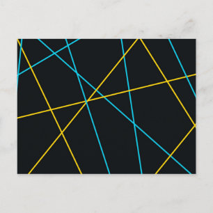 Yellow, Blue, cool, trendy, urban, modern lines Postcard
