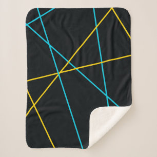 Yellow, Blue, cool, trendy, urban, modern lines Sherpa Blanket