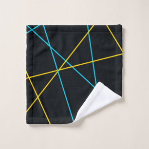 Yellow, Blue, cool, trendy, urban, modern lines Wash Cloth