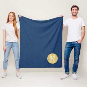 Yellow Blue Custom Striped Circle Family Monogram Fleece Blanket