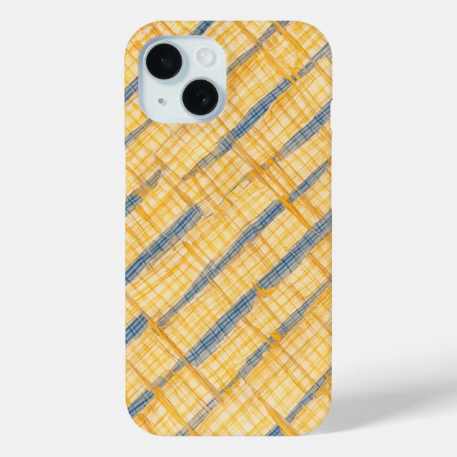 Yellow & Blue Diagonal Grid Pattern Phone Case (Back)