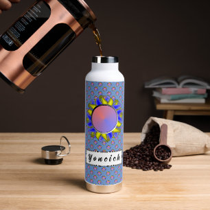 Yellow-Blue Disc Ribbon by Kenneth Yoncich Water Bottle