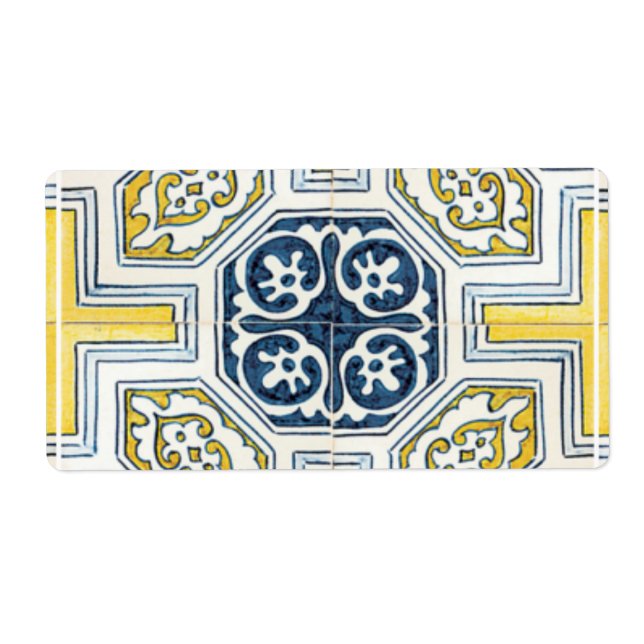 Yellow Blue Faux Geometric Tile Art (Front)