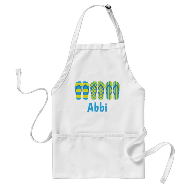 Yellow & Blue Flip Flops Personalised Apron (Front)
