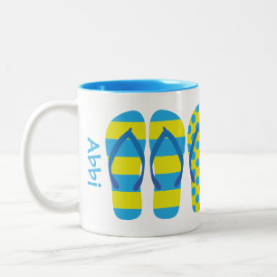 Yellow & Blue Flip Flops Personalized Mug