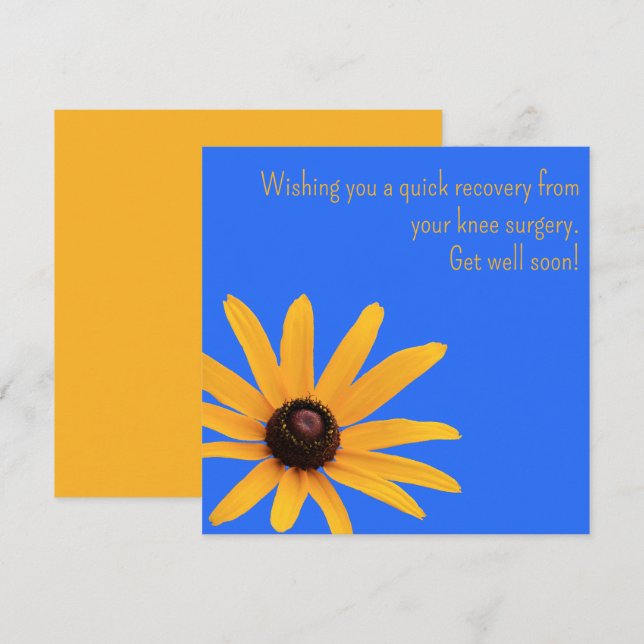 Yellow Blue Floral Knee Surgery Get Well Soon Card (Front/Back)